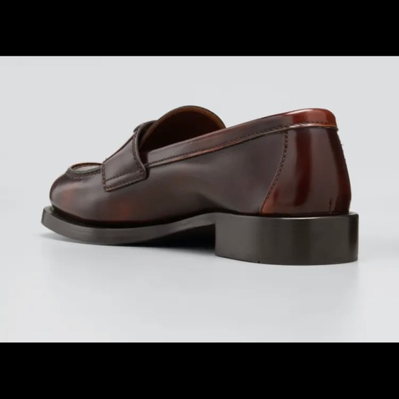 Prada womens  Loafers Slip On Brown Leather Sz 6 - Picture 1 of 6